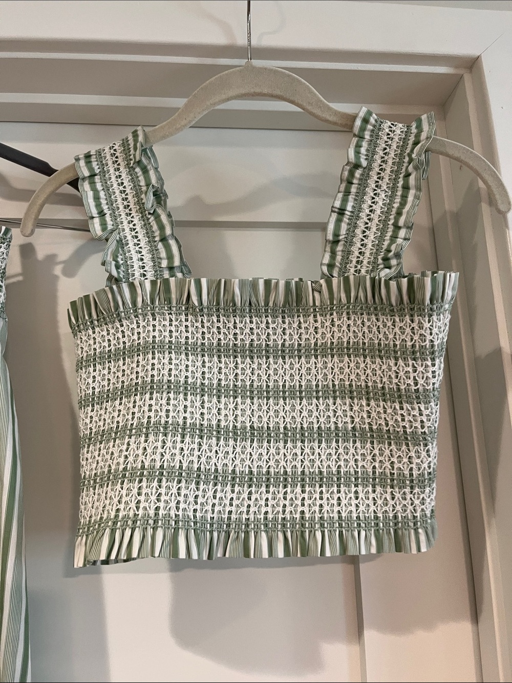 Hill House Delphine Skirt and Azalea Top Set - Apple Green Variegated Stripe XS - Picture 7 of 9